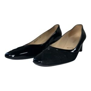 Bruno Magli Beth 050 Black Patent Leather Pump Heels Made in Italy Size 7.5